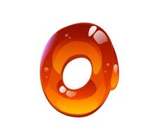 Honey font, cartoon sweet nectar digit 0 zero vector