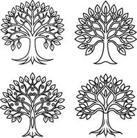 Elegant Tree Ink Sketch Set vector