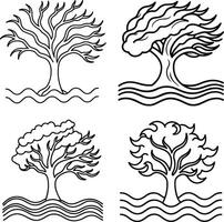 Refined Tree Sketch Art vector
