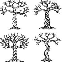 Simple Elegant Tree Line Sketches vector