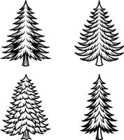 Tree Line Art Illustration Set vector