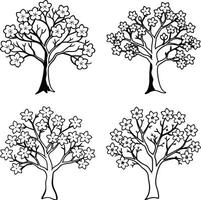 Stylized Tree Sketch Collection vector