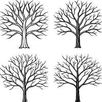 Sophisticated Tree Line Drawings vector