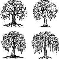 Minimalist Tree Line Drawings vector