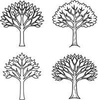 Diverse Tree Line Sketch Compilation vector