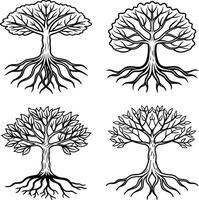 Fine Line Tree Art Compilation vector