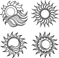 Swirling Curve Line Art Set vector