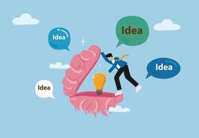 Creative brainstorming and idea generation. Innovation process, business thinking, startup strategy, problem-solving, and creativity concept illustration. vector