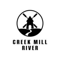 creek mill river logo desogn concept idea with label circle vector