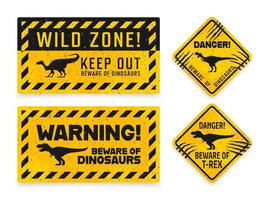 Dinosaur warning signs with claw scratch marks vector