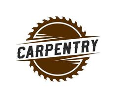 Carpentry woodwork icon with a circular saw blade vector