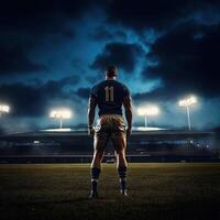 A man stands on a field with a jersey that says 11 on it photo