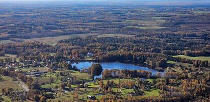 Aerial view of Sigulda lake in Latvia photo