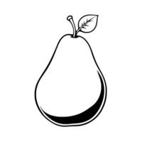A pear is shown in black and white vector