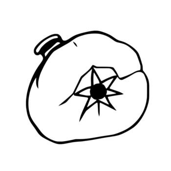 Broken Round Object With Starburst Design Inside vector