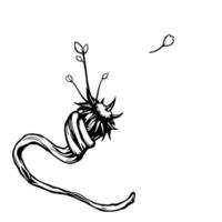 Stylized Dandelion Seed Head with Dispersing Seed vector