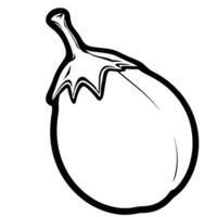 Simple Line Drawing Of A Single White Eggplant vector