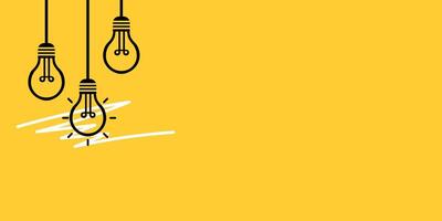 Background creative idea with hand drawn light bulbs and lines vector