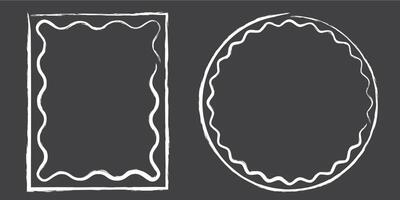 Lace inner scalloped frames, hand drawn. Chalk line scalloped frames. 4 to 5 9 to 16 social media frames vector