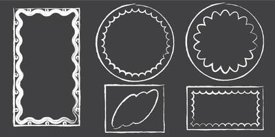 Inner scalloped hand drawn lace frames. Chalk line scalloped frames. 4 to 5 9 to 16 social media frames vector