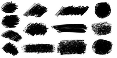 Scribble textured brush stroke ink or paint round splatter. Abstract grunge stain enso border, frame, hand drawn textured punk style asian design element vector