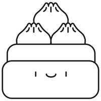 Dumpling Icon with Line Style vector