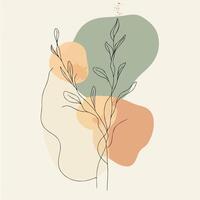 drawing of a plant with leaves and shapes vector