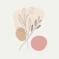 Floral illustration with leaves and circles vector