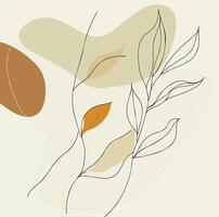 abstract leaves and branches on a beige background vector