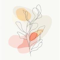 abstract line drawing of a plant with leaves vector