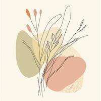 a drawing of a plant with leaves and flowers vector