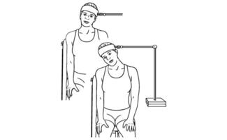 Cervical Traction Exercise Step-by-Step Neck Stretching and Spine Alignment for Physical Therapy vector