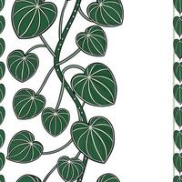 A green and white pattern with leaves vector