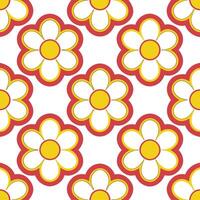 A red and yellow flower pattern on a white background vector