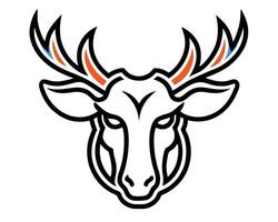 A deer head with horns and a red, white and blue stripe vector