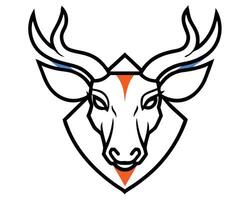 A deer head with horns and a blue and orange stripe vector
