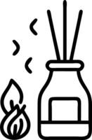 A black and white illustration of a vase with sticks vector