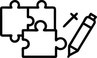 A black and white puzzle piece with a pen and a cross vector