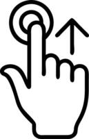 A hand with a finger pointing to an arrow vector