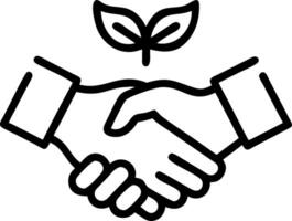 Handshake icon with plant and two hands vector