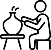 A person is making a vase in a pottery studio vector