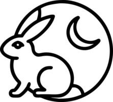A rabbit sitting on a moon and the crescent vector