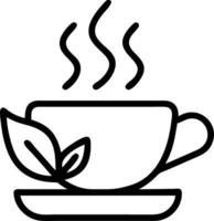A cup of tea with leaves on it vector