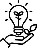 A hand holding a light bulb with a plant growing out of it vector