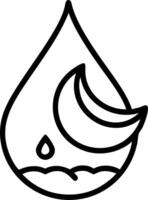 Water drop with moon coloring page vector
