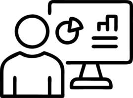 A person is standing in front of a computer screen vector