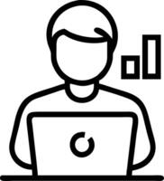 A man with a laptop and a bar graph vector