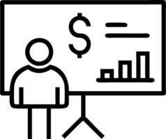 A man is standing in front of a board with a dollar sign on it vector