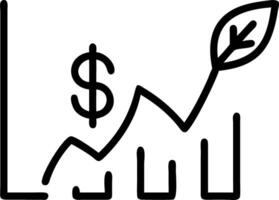 A line drawing of a dollar sign and a leaf vector