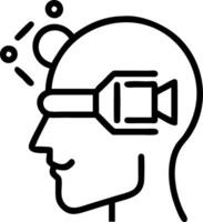 A black and white line drawing of a man with a camera vector